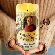 Family - Custom Photo I'm Always With You - Personalized Flameless LED Candle
