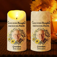 Memorial, Family - Custom Photo Forever In Our Hearts - Personalized Flameless LED Candle