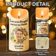 Memorial, Family - Custom Photo Forever In Our Hearts - Personalized Flameless LED Candle