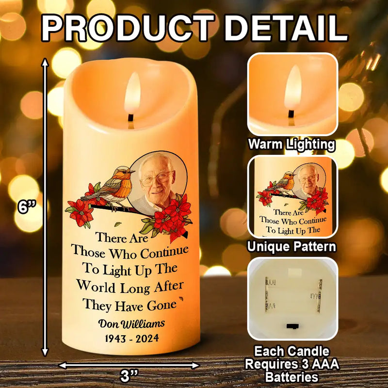 Christmas,Sad,Family,Parents,Gift For Grandparents,Gift For Sibling,Memorial - Custom Photo Memorial Light Up The World - Personalized Flameless LED Candle
