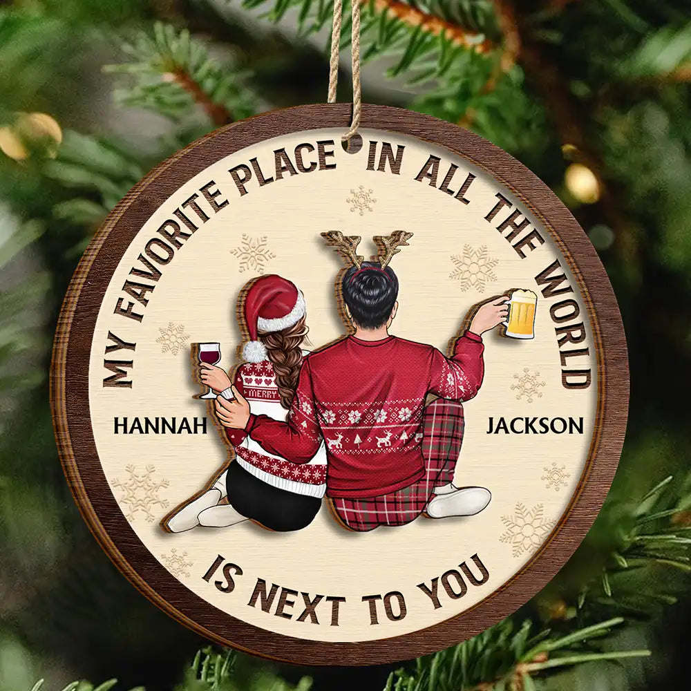 My Favorite Place In All The World Christmas Couple - Personalized 2-Layered Wooden Ornament