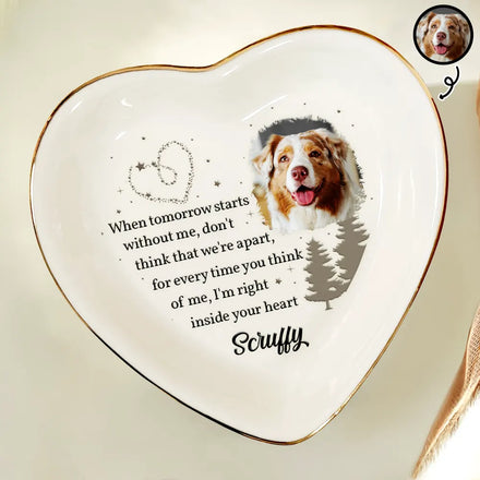 Custom Photo When Tomorrow Starts Without Me Memorial - Personalized Heart Ring Dish