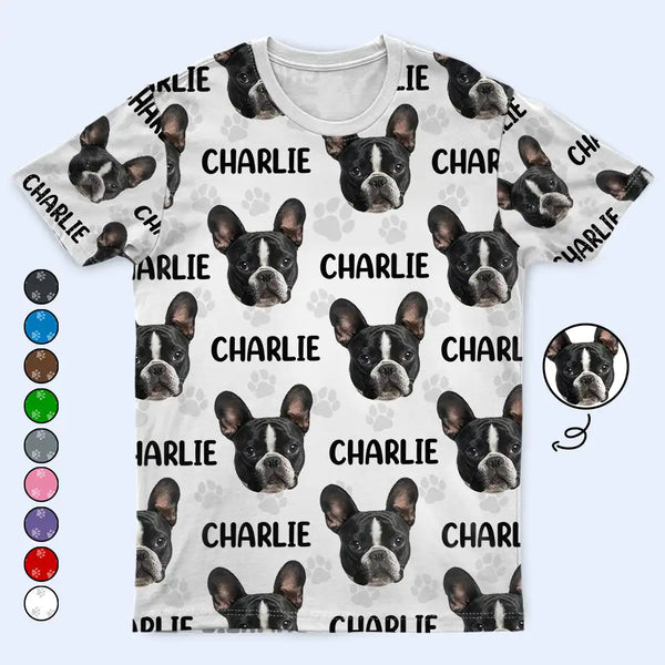 Dog Lovers,Pet Lovers,Cat Lovers,Happy - Custom Photo Funny Pet Face Pattern Dog Cat Family - Personalized Full Print T Shirt