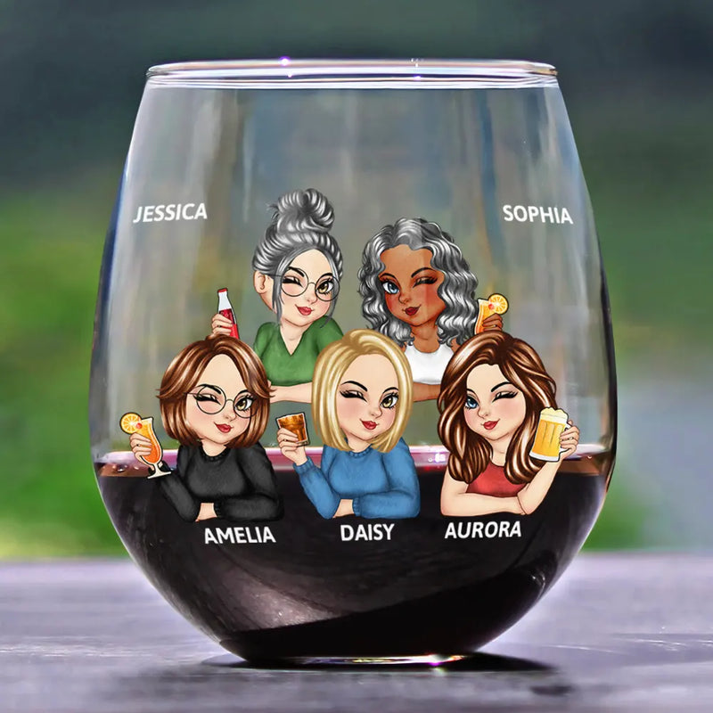 Happy,Gift For Bestie,Gifts For Colleagues - Because Of You I Laugh A Little Harder Besties - Personalized Stemless Wine Glass