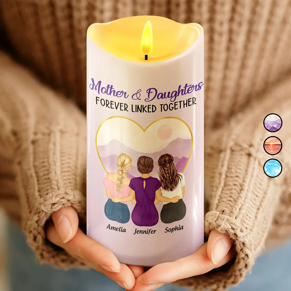 Mother & Daughters Forever Linked Together - Personalized Flameless LED Candle
