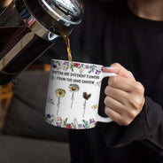 Happy,Gift For Sisters,Gift For Women,Gift For Sibling - Sisters Are Different Flowers From The Same Garden Birth Flowers - 3D Inflated Effect Printed Mug, Personalized White Edge-to-Edge Mug