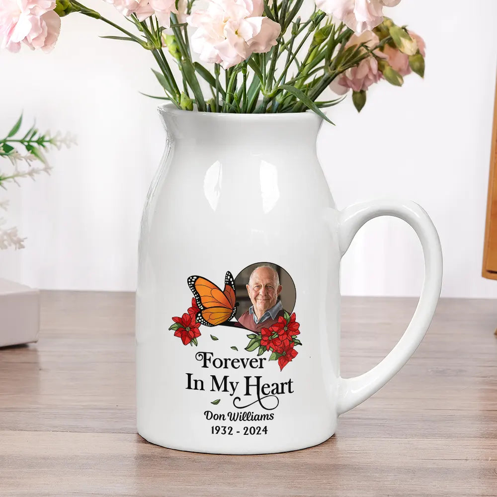 Memorial, Gift For Grandparents, Parents, Gift For Sibling, Family - Custom Photo Memorial Bird I'm Always With You - Personalized Ceramic Flower Vase