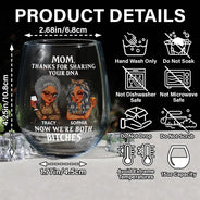 Gift For Mother, Mom - Daughters (Adult), Gift For Daughter - Mom Thanks For Sharing Your DNA - Personalized Stemless Wine Glass