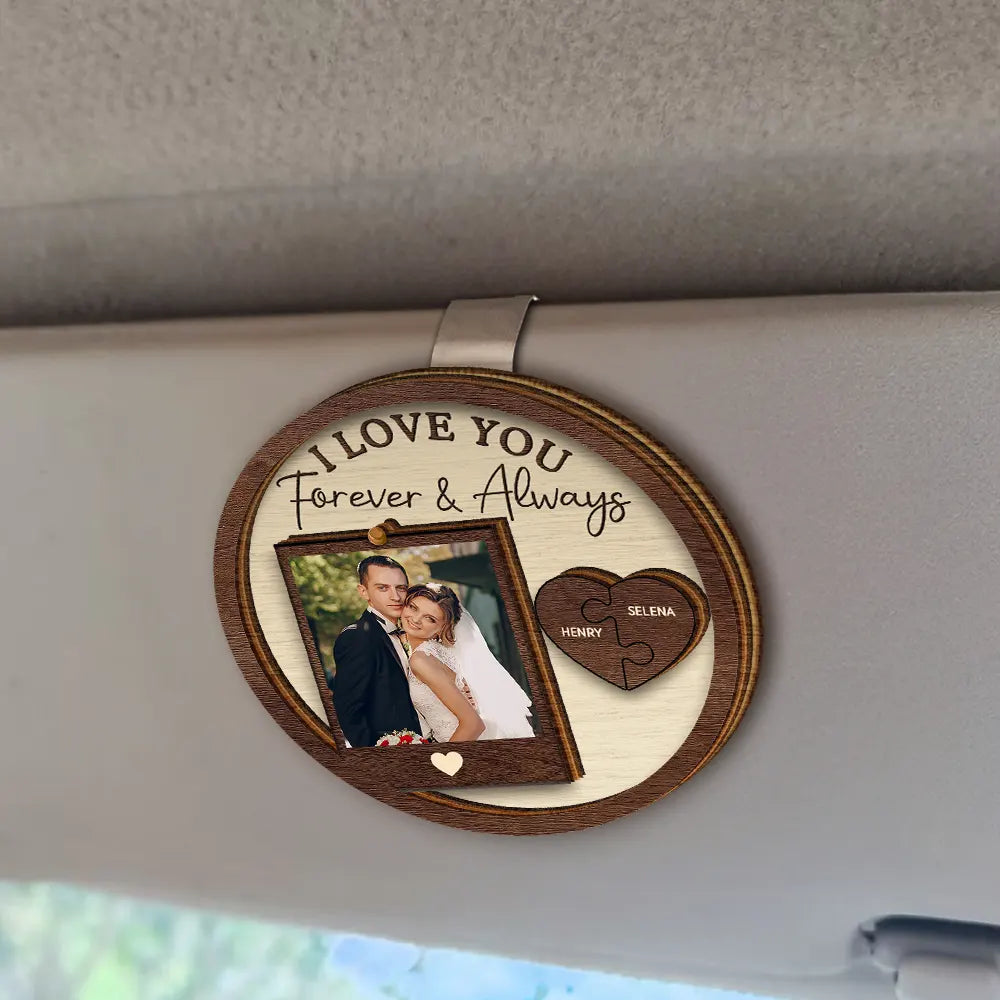 Gift For Couples, Gift For Husband, Gift For Wife, Gift For Boyfriend, Gift For Girlfriend - Custom Photo Drive Safe I Love You Couples - Personalized Custom Shaped Car Visor Clip
