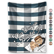 Gift For Couples,Gift For Husband,Gift For Wife,Happy - Couple Chibi Our Snuggle Blanket Cozy Plaid - Personalized Fleece Blanket, Sherpa Blanket