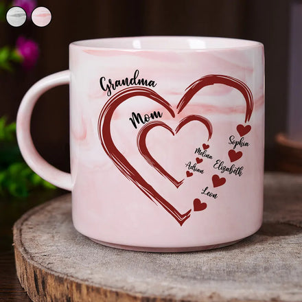Mom Grandma Sweethearts - Personalized Marble Mug