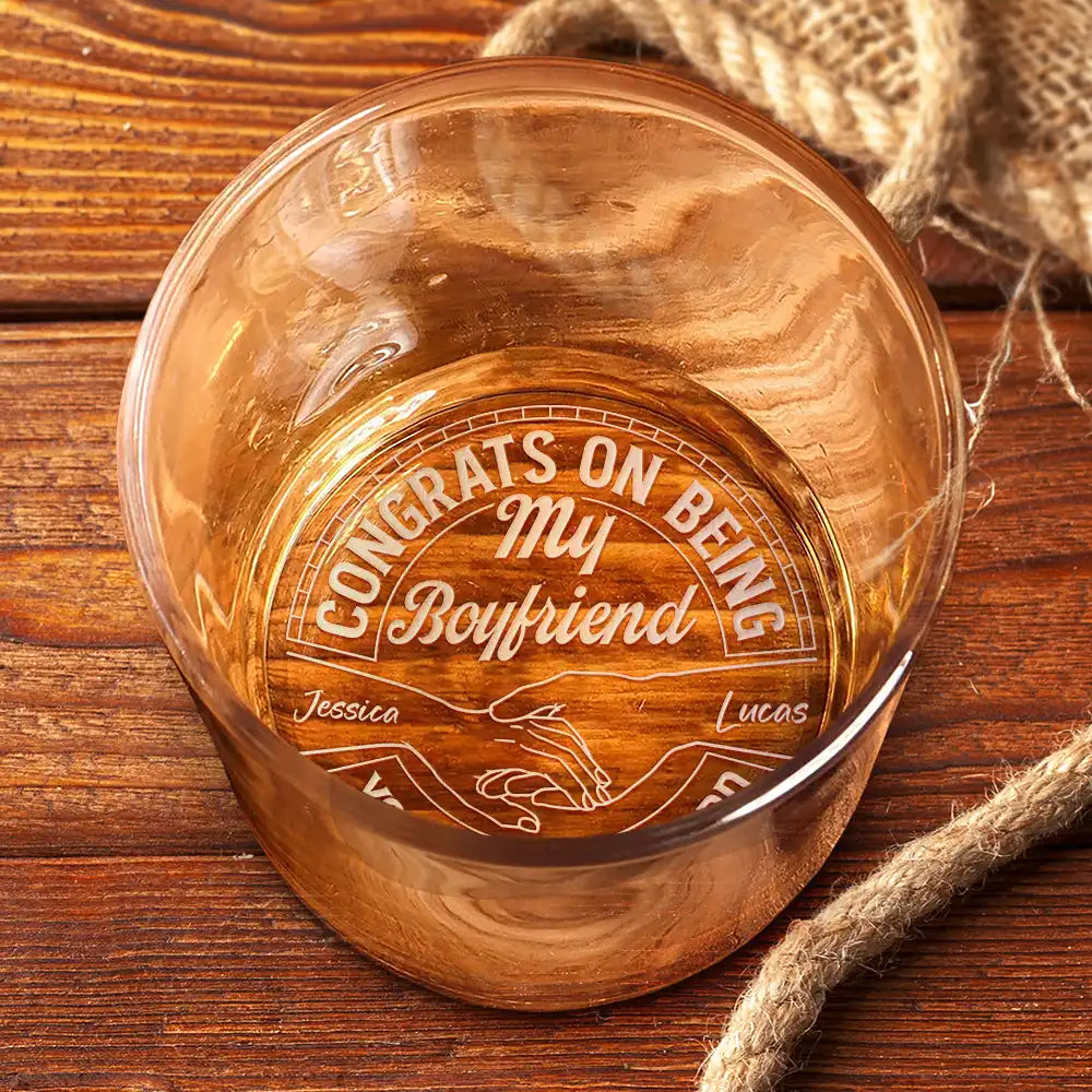 Gift For Couples, Gift For Husband, Gift For Wife - Couple Congrats On Being My Husband You Lucky Man - Personalized Engraved Whiskey Glass
