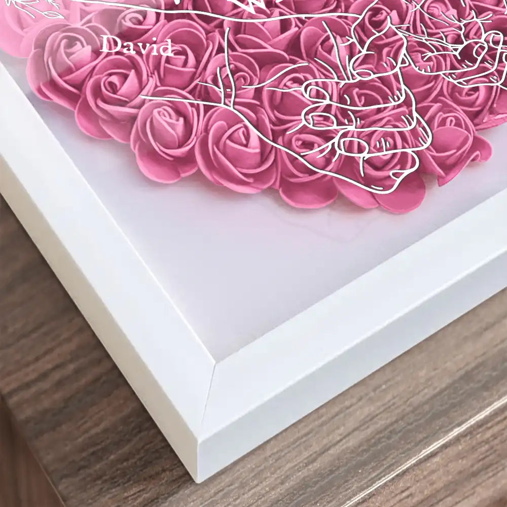 Gift For Couples, Gift For Husband, Gift For Wife - Couple First Anniversary As Mr. & Mrs. - Personalized Flower Shadow Box
