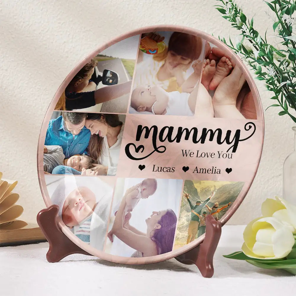 Gift For Grandma,Gift For Mother,Happy - Custom Photo Mom Nana We Love You - Personalized Ceramic Plate