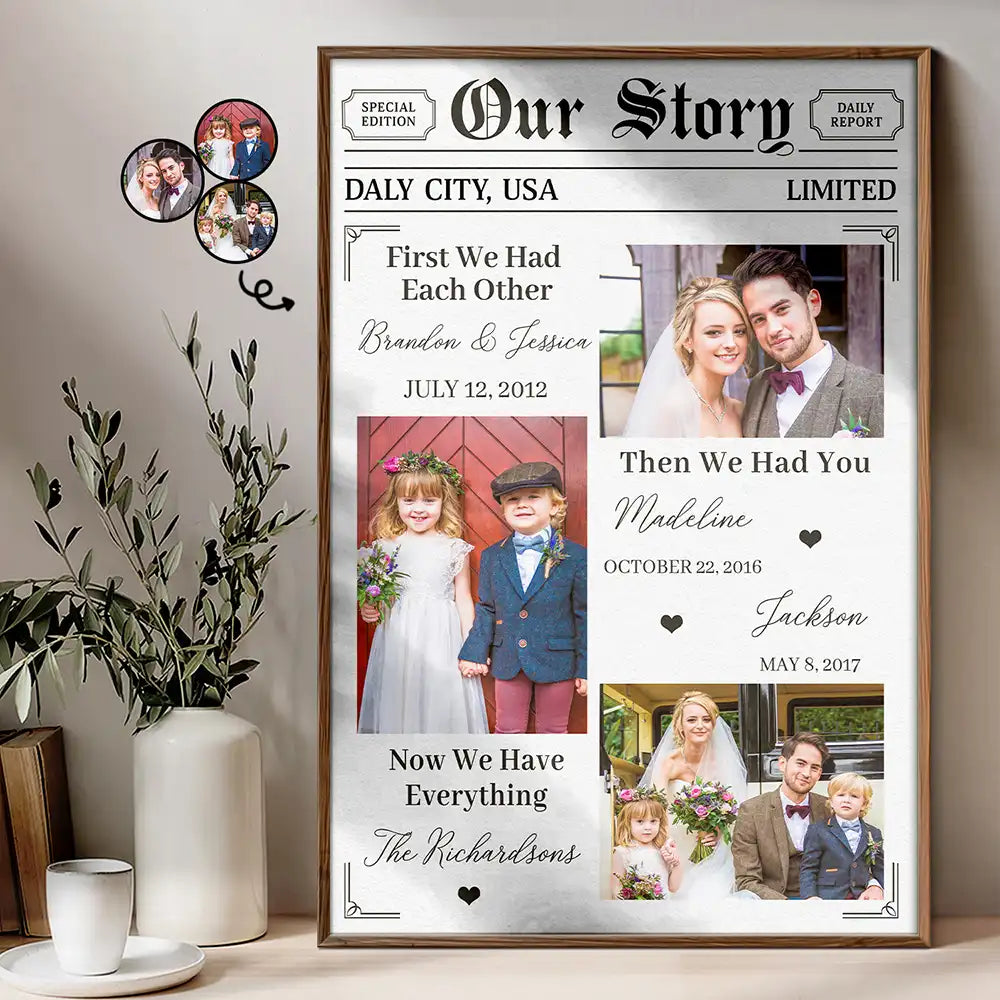 Custom Photo Our Story Family Now We Have Everything - Personalized Poster