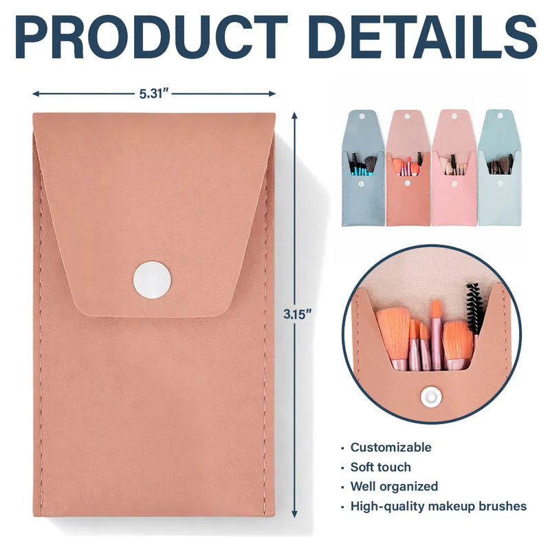 Gift For Yourself,Gift For Women,Gift For Mother,Happy - Birth Month Flower Filed & Name - Personalized Makeup Brush Bag Set