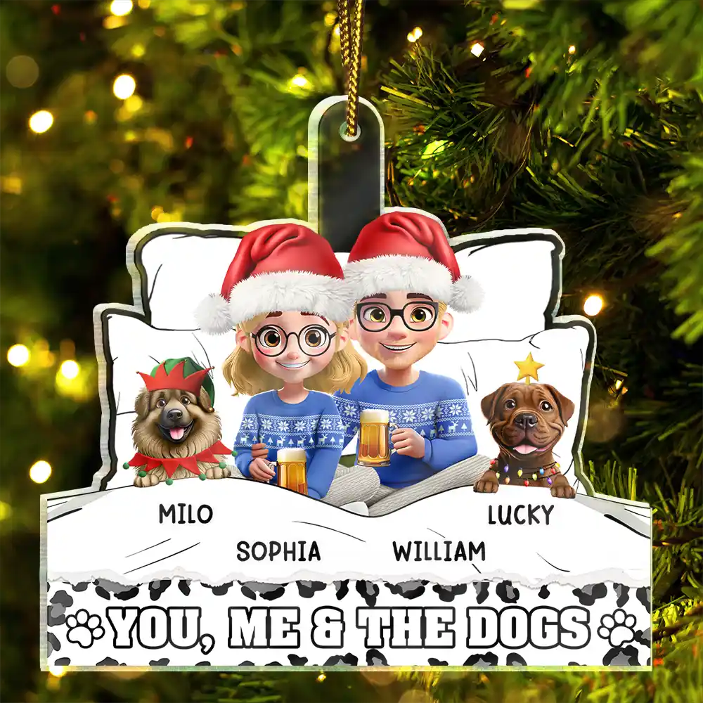 You And Me And The Dog Cozy Blanket - Personalized Custom Shaped Acrylic Ornament
