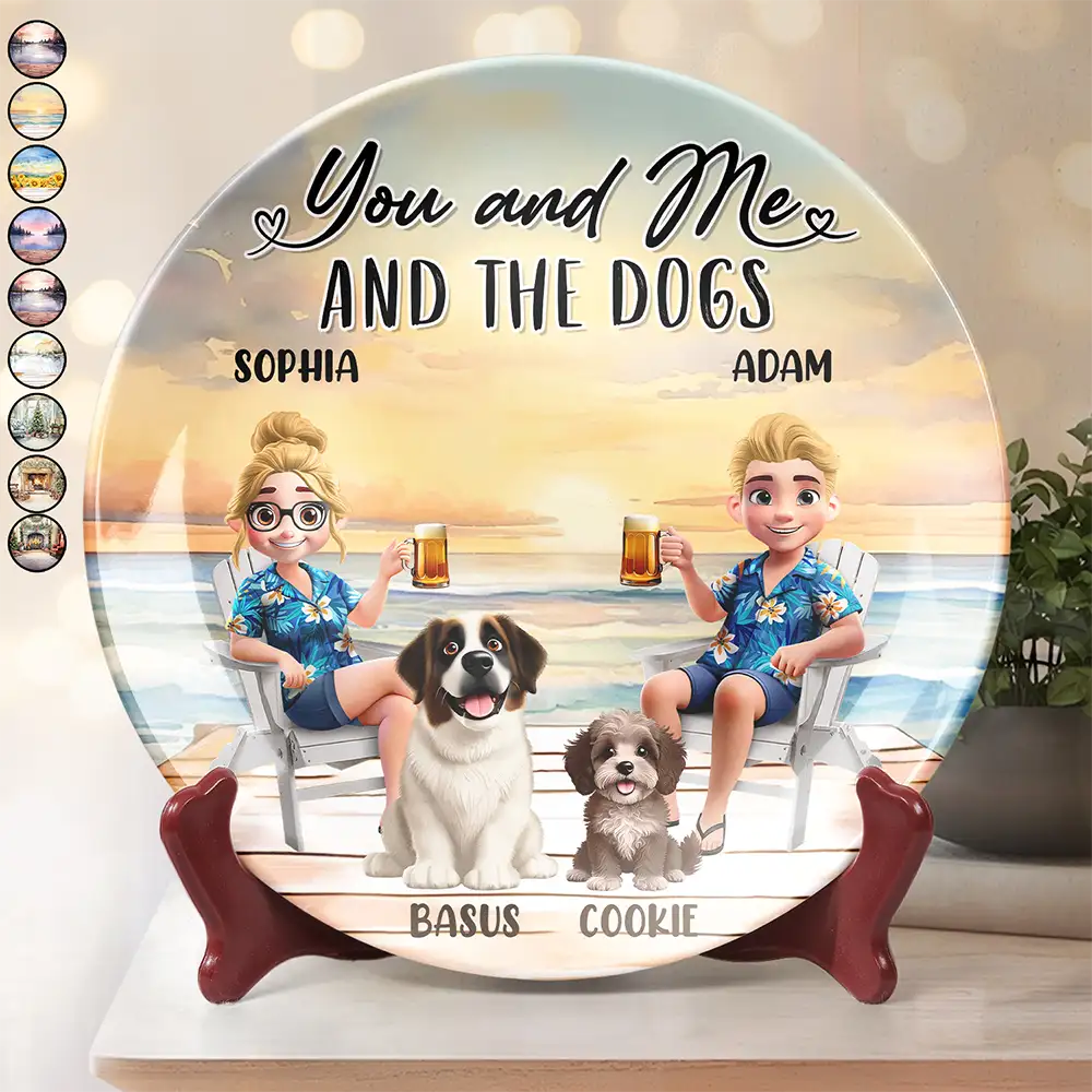 Gift For Husband,Gift For Wife,Gift For Boyfriend,Gift For Girlfriend,Love,Dog Couple - You And Me And The Dogs - Personalized Ceramic Plate