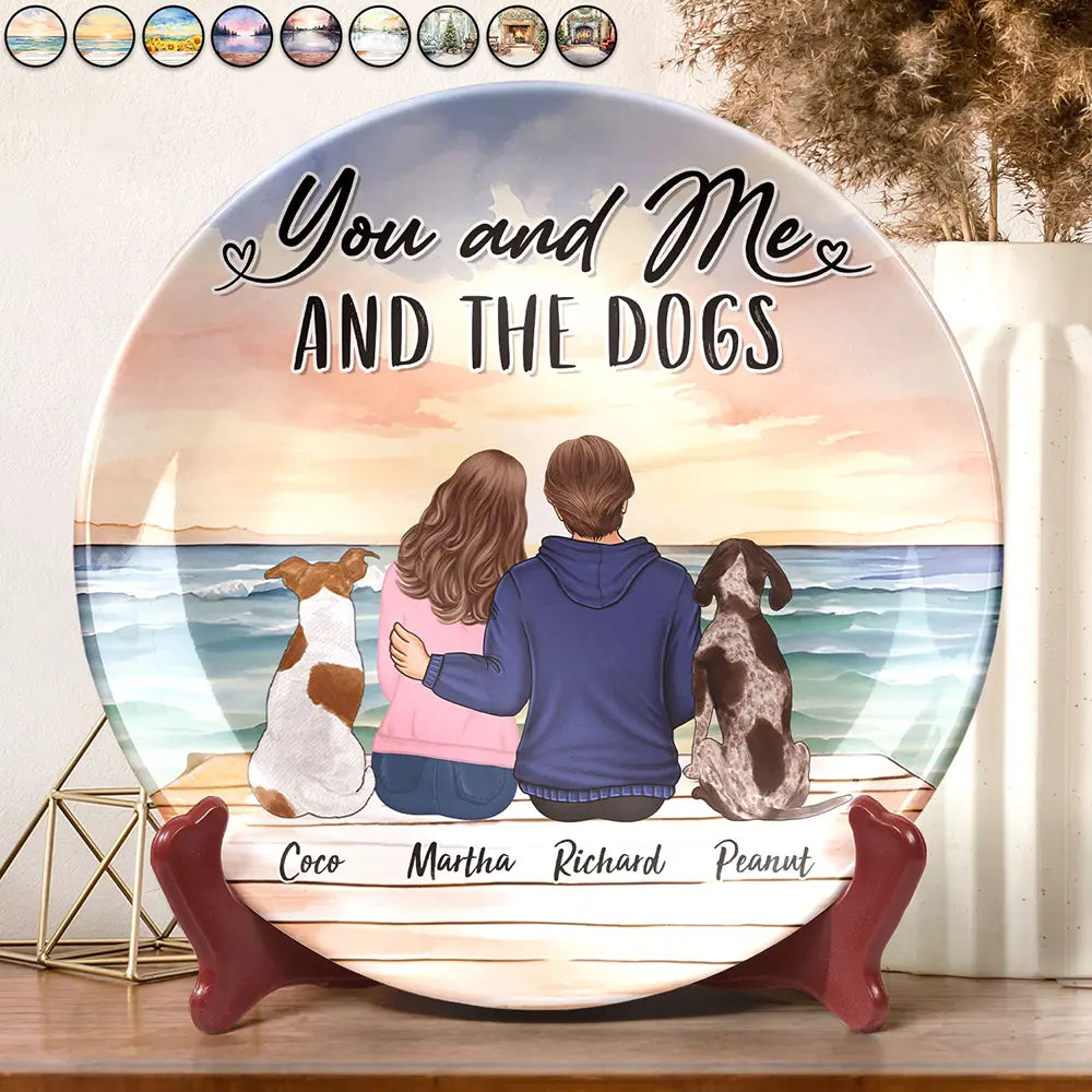 You And Me And The Dogs - Personalized Ceramic Plate