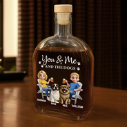 Dog Lovers,Dog Couple,Happy - You And Me And The Dogs - Personalized Whiskey Bottle