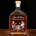 Dog Lovers,Dog Couple,Happy - You And Me And The Dogs - Personalized Whiskey Bottle