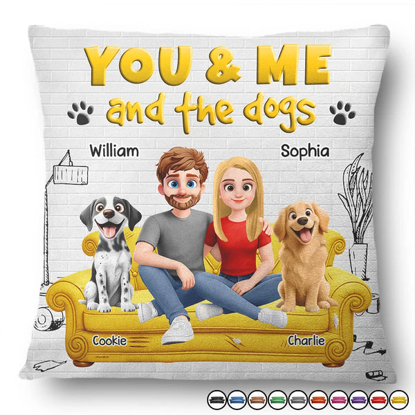 Dog Couple,Dog Lovers,Pet Lovers,Happy,Gift For Couples - You And Me And The Dogs 3D Couple - Personalized Pillow