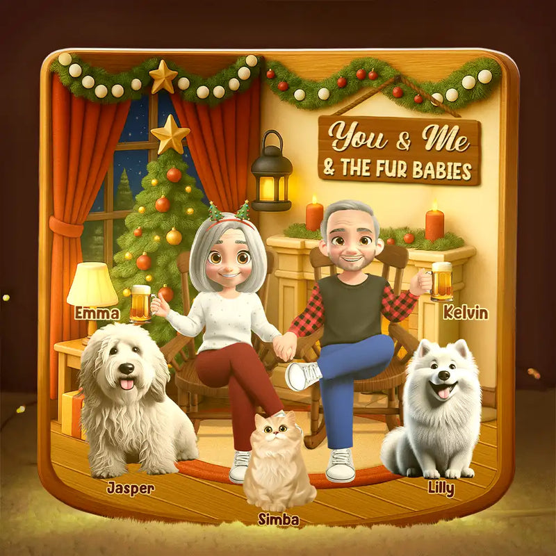 Gift For Couples,Dog Couple,Cat Couple,Pet Couple,Pet Lovers,Dog Lovers,Cat Lovers,Christmas,Happy - You And Me And The Dogs Cats - Personalized Custom Shaped Light Box