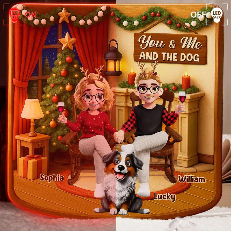 Gift For Couples,Dog Couple,Cat Couple,Pet Couple,Pet Lovers,Dog Lovers,Cat Lovers,Christmas,Happy - You And Me And The Dogs Cats - Personalized Custom Shaped Light Box