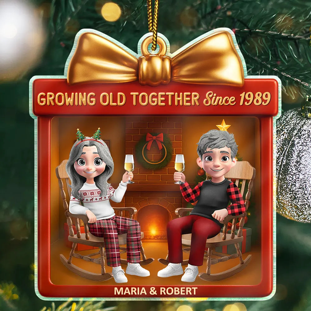 Gift For Couples,Old Couples,Gift For Husband,Gift For Wife,Gift For Boyfriend,Gift For Girlfriend,Love,Christmas - You And Me We Got This 3D Effect Couple - Personalized Custom Shaped Acrylic Ornament