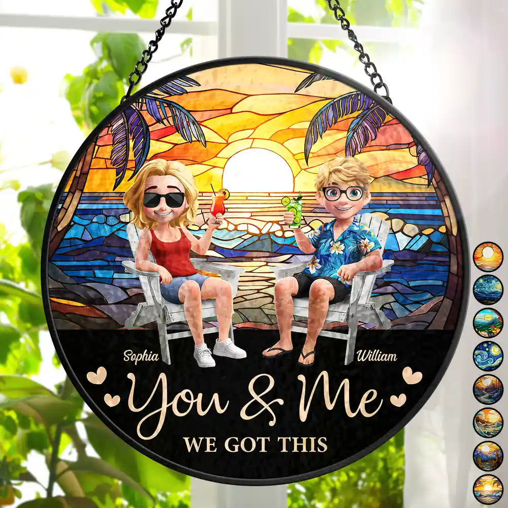 Gift For Couples,Happy,Gift For Husband,Gift For Wife - You And Me We Got This Couple 3D - Personalized Stained Glass Window Hanging Suncatcher