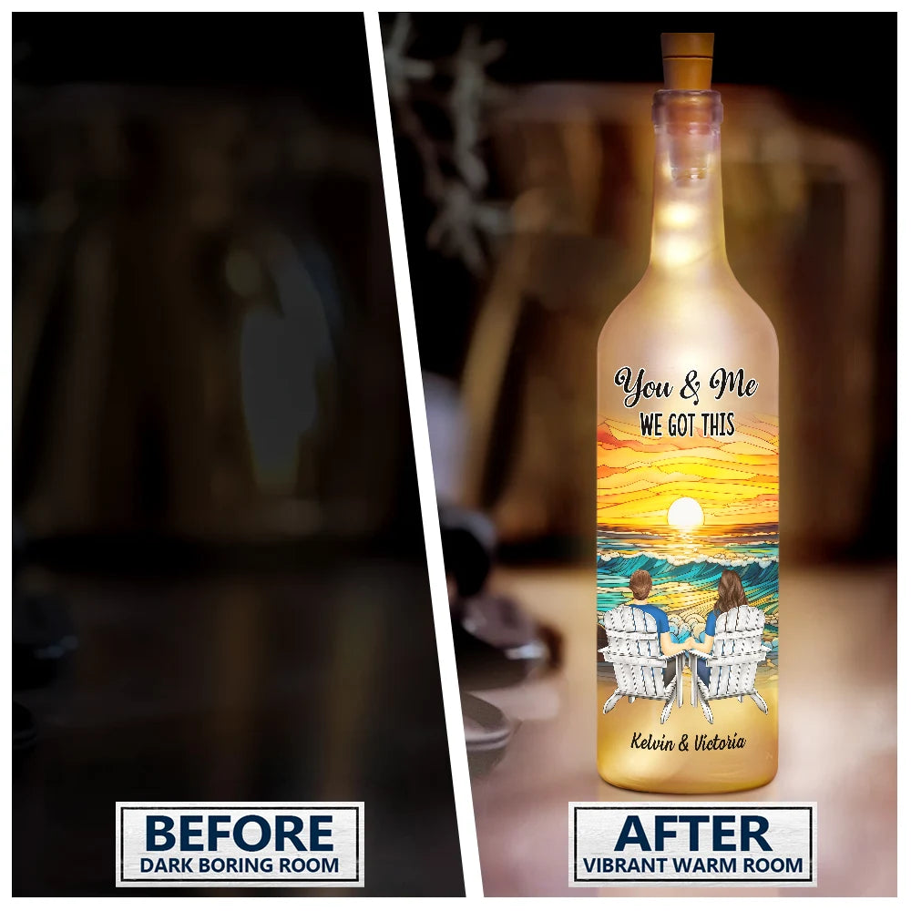 Gift For Couples,Gift For Husband,Gift For Wife,Gift For Boyfriend,Gift For Girlfriend,Love - You And Me We Got This Couple Holding Hand - Personalized Bottle Light