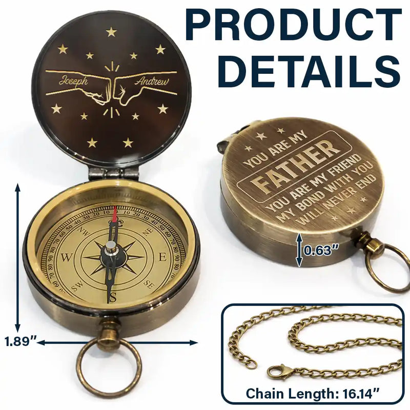 Gift For Brothers,Cousin,Gift For Men,Happy,Gift For Father,Icon,Proud - You Are My Brother My Friend - Personalized Engraved Brass Compass