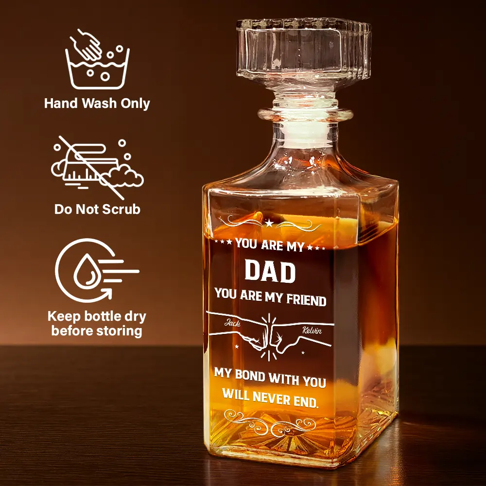 Gift For Brothers, Cousin, Happy, Gift For Men, Gift For Father - You Are My Brother My Friend - Personalized Square Whiskey Bottle