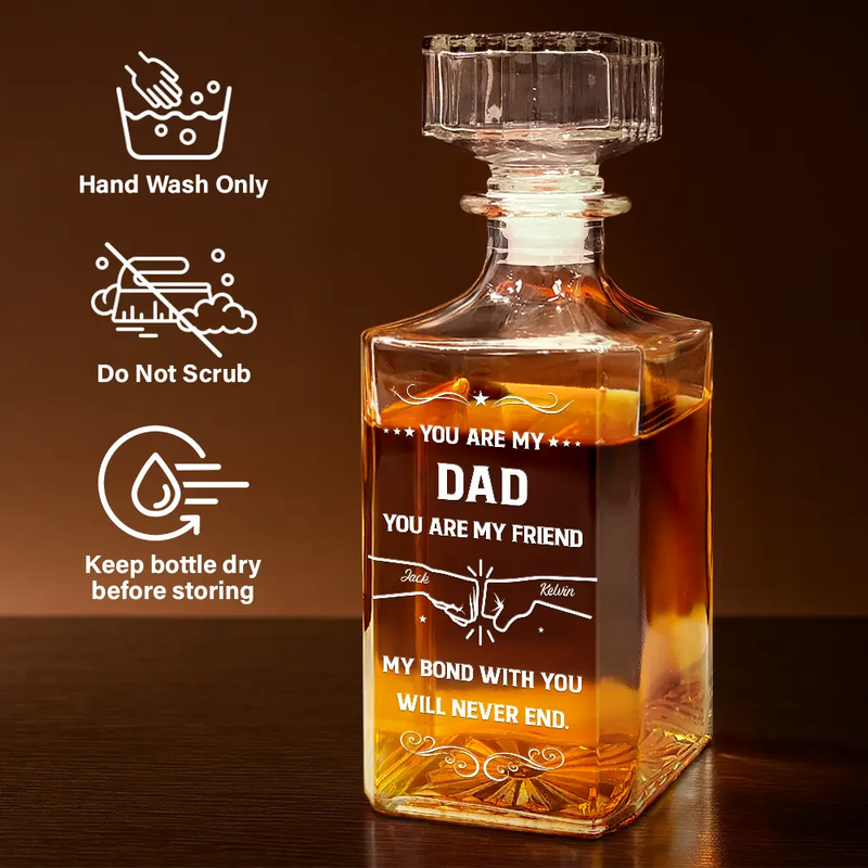Gift For Brothers, Cousin, Happy, Gift For Men, Gift For Father - You Are My Brother My Friend - Personalized Square Whiskey Bottle