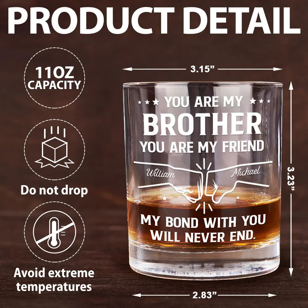 Gift For Brothers, Cousin, Happy, Gift For Men, Gift For Father - You Are My Brother My Friend - Personalized Whiskey Glass