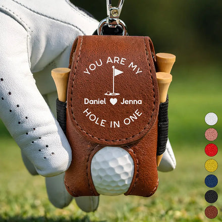 You Are My Hole In One - Personalized Leather Golf Ball Holder