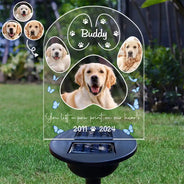 Custom Photo You Left A Paw Print On Our Hearts - Personalized Solar Light