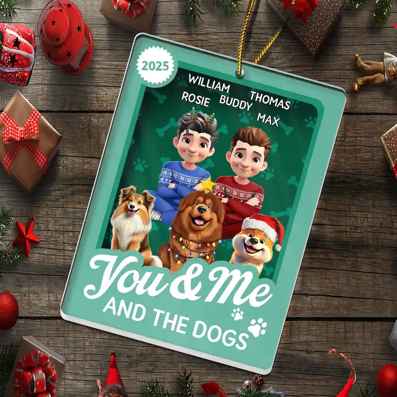 Dog Lovers,Dog Couple,Pet Lovers,Pet Couple,Happy,Christmas - You & Me And The Dog Toy Box - Personalized Custom Shaped Acrylic Ornament