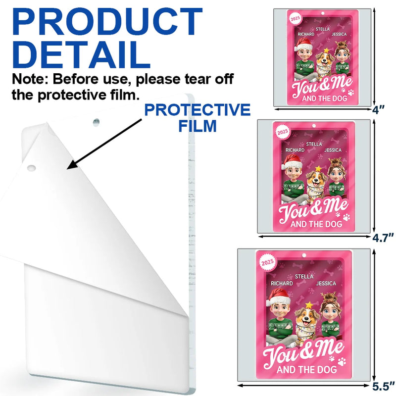 Dog Lovers,Dog Couple,Pet Lovers,Pet Couple,Happy,Christmas - You & Me And The Dog Toy Box - Personalized Custom Shaped Acrylic Ornament