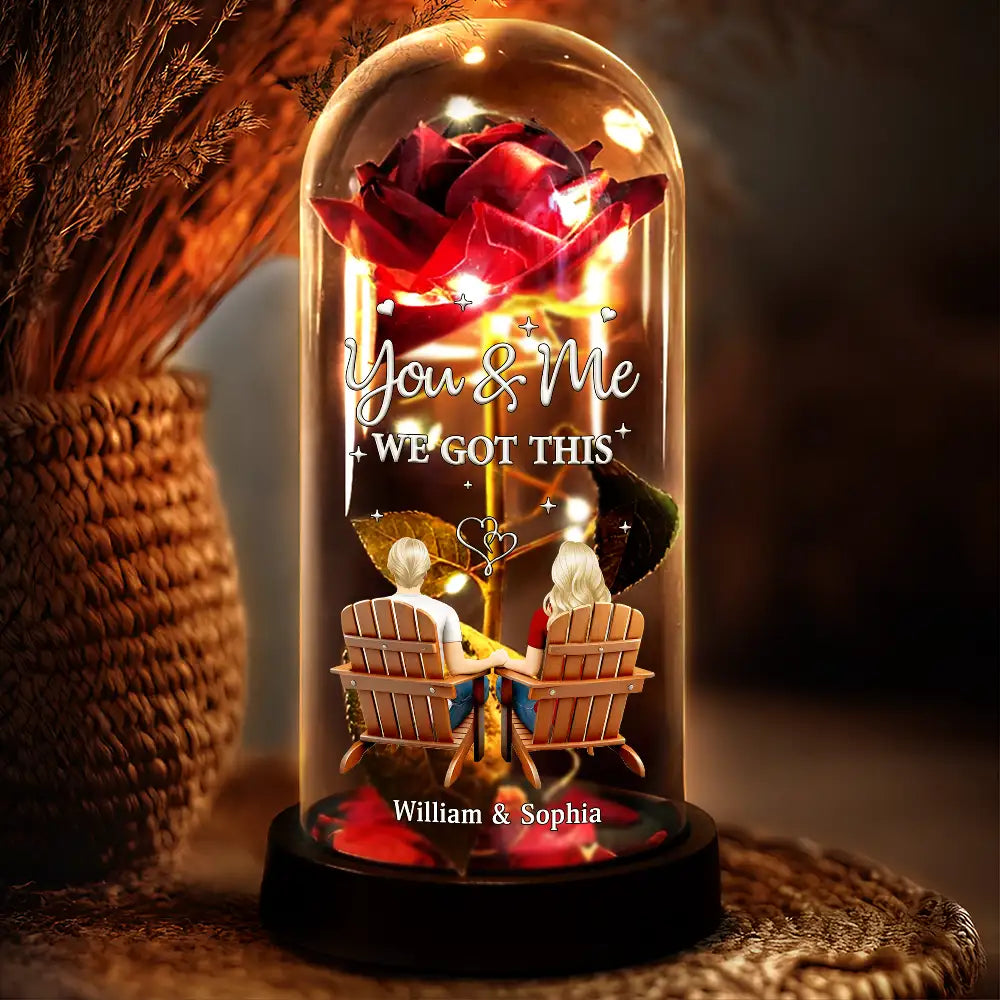 You & Me We Got This - Personalized Everlasting Rose Dome Lamp