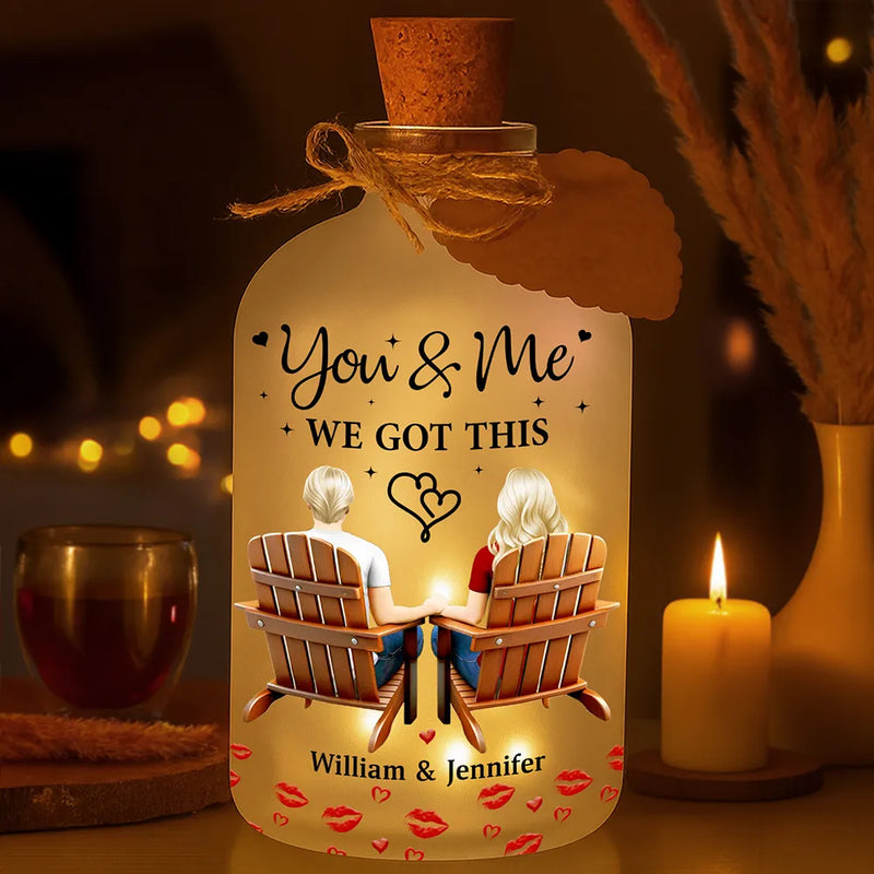 Gift For Couples,Gift For Husband,Gift For Wife,Gift For Boyfriend,Gift For Girlfriend,Love - You & Me We Got This Holding Hands Couple - Personalized Short Bottle Light