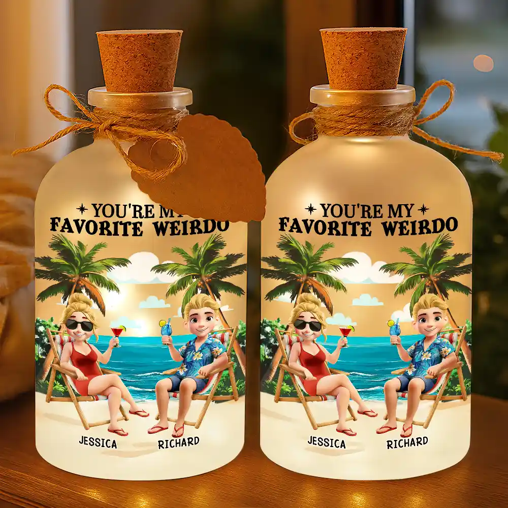 Gift For Couples,Gift For Husband,Gift For Wife,Gift For Boyfriend,Gift For Girlfriend,Funny - You're My Favorite Weirdo - Personalized Short Bottle Light