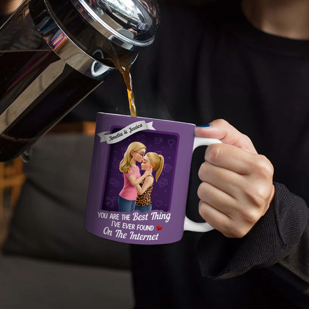 Gift For Couples,Gift For Husband,Gift For Wife,Gift For Boyfriend,Gift For Girlfriend,Old Couples,Love - You're The Best Thing I've Ever Found On The Internet - Personalized White Edge-to-Edge Mug