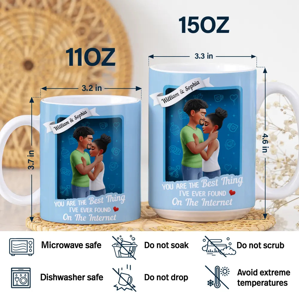 Gift For Couples,Gift For Husband,Gift For Wife,Gift For Boyfriend,Gift For Girlfriend,Old Couples,Love - You're The Best Thing I've Ever Found On The Internet - Personalized White Edge-to-Edge Mug