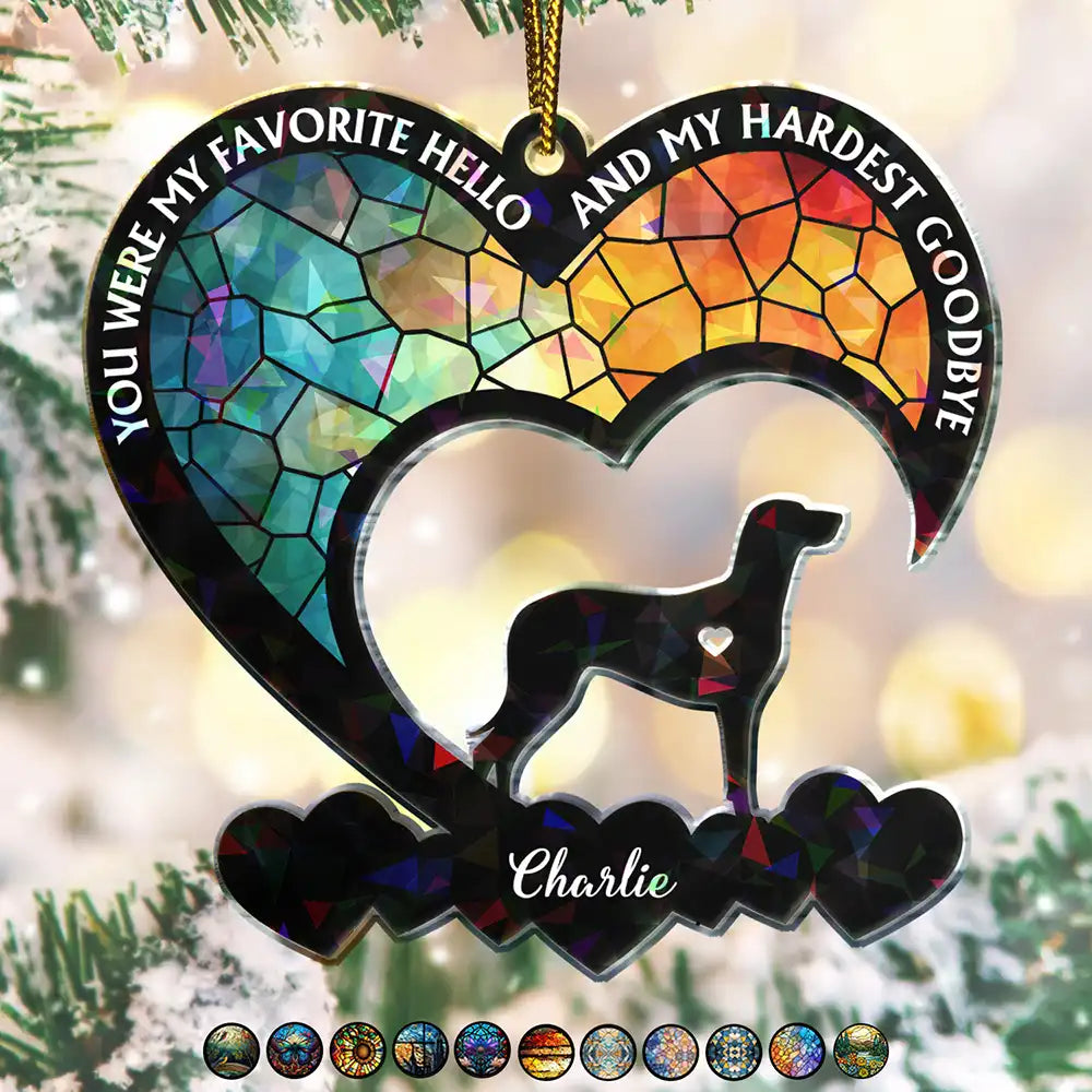 Your Were My Favorite Hello Dog Memorial - Personalized Holographic Acrylic Ornament
