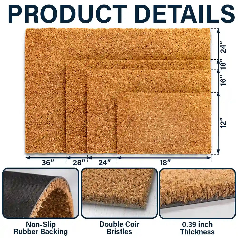 Family, Parents, Gift For Kids, Happy - Monogram Family Name - Personalized Coconut Doormat