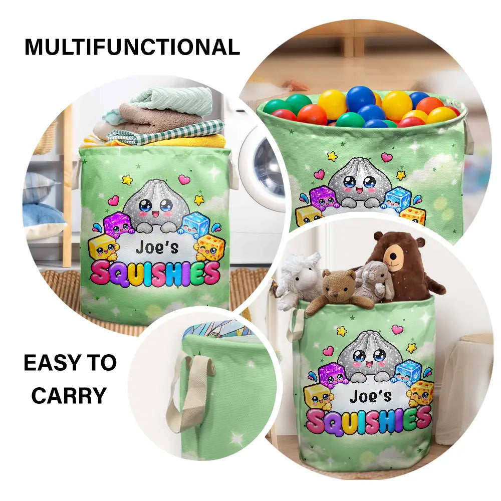 Christmas,Gift For Kids,Icon,Playful - Gift For Kids Squishy Lovers - Personalized Name Squishy Collection Storage Basket
