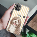 Custom Photo,Art Design,Pet Lovers,Adorable,Photo - Colored Pencil  - Custom Photo Colored Pencil Sketch Cute Dog Cat Stripe Pattern - Personalized Clear Phone Case
