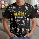 Gift For Grandma,Gift For Mother,Love,Stick Figure - Custom Photo This Grandpa Grandma Dad Mom Belongs To Kids Pet - Personalized Full Print T Shirt