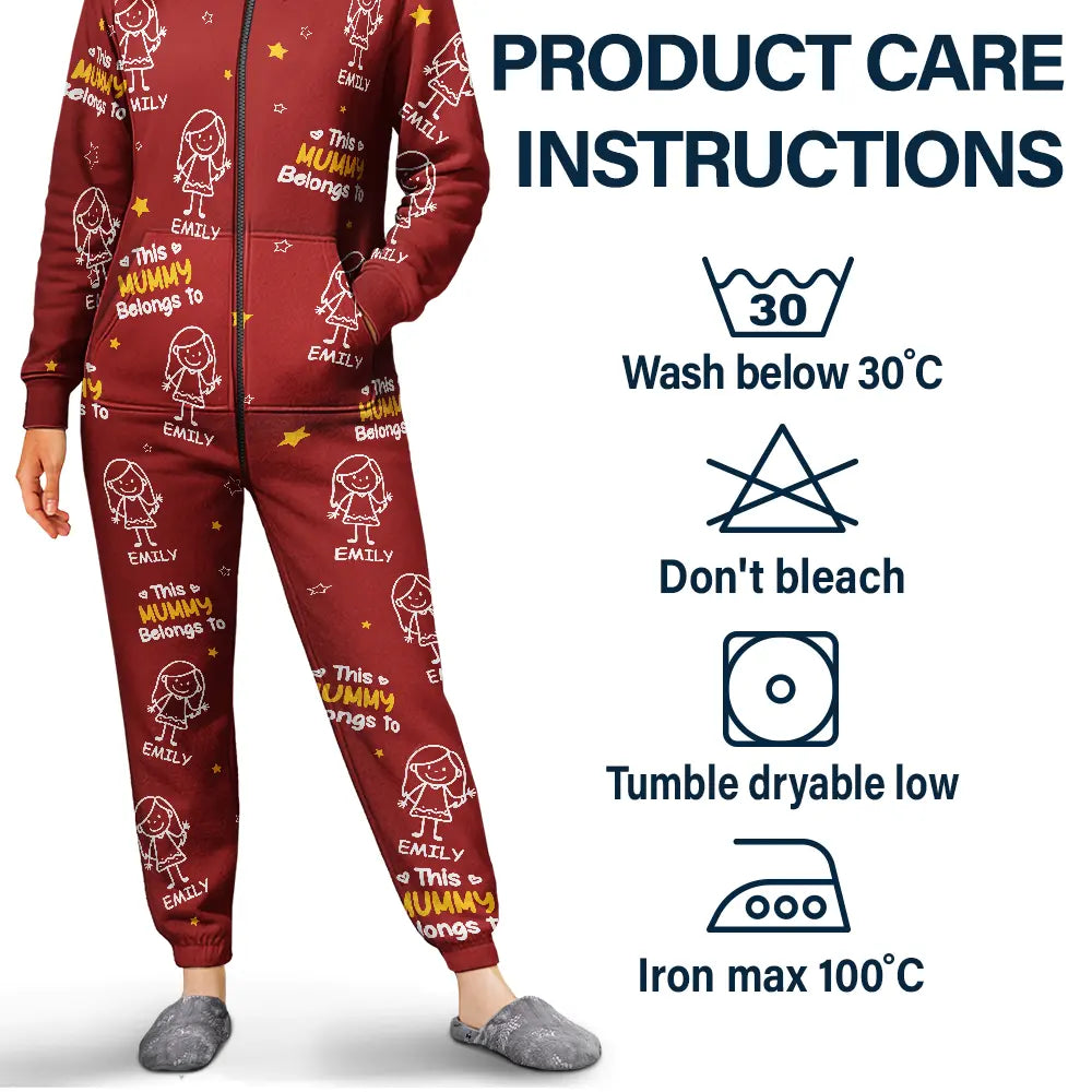 Gift For Grandparents, Gift For Grandpa, Gift For Grandma, Gift For Mother, Gift For Father, Happy, Christmas - This Grandpa Grandma Belongs To Kids Pet - Personalized Overall Onesie Hooded Jumpsuit